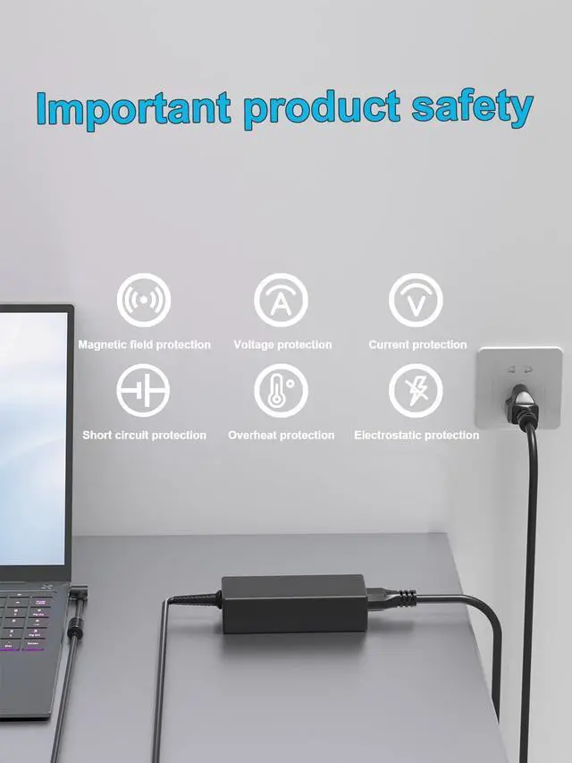 Alt view image 7 of 7 - 12V Charger Compatible with Gateway, Jumper, Chuwi, SGIN, BMAX MaxBook, Trekstor, LincPlus, Teclast, Medion Akoya, Auusda.FUNYET, EVOO, GeoBook, Fusion5 Series Laptop Power Adapter