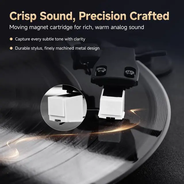 Alt view image 2 of 7 - TR643 Vinyl Record Player, 3-Speed Wireless Turntable | for Vinyl Beginners,33/45/78 RPM, Belt Drive with Auto Stop, Moving Magnet Cartridge (AT-3600L), RCA Line Out, Headphone Jack