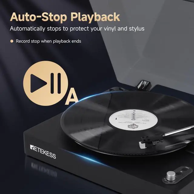 Alt view image 6 of 7 - TR643 Vinyl Record Player, 3-Speed Wireless Turntable | for Vinyl Beginners,33/45/78 RPM, Belt Drive with Auto Stop, Moving Magnet Cartridge (AT-3600L), RCA Line Out, Headphone Jack