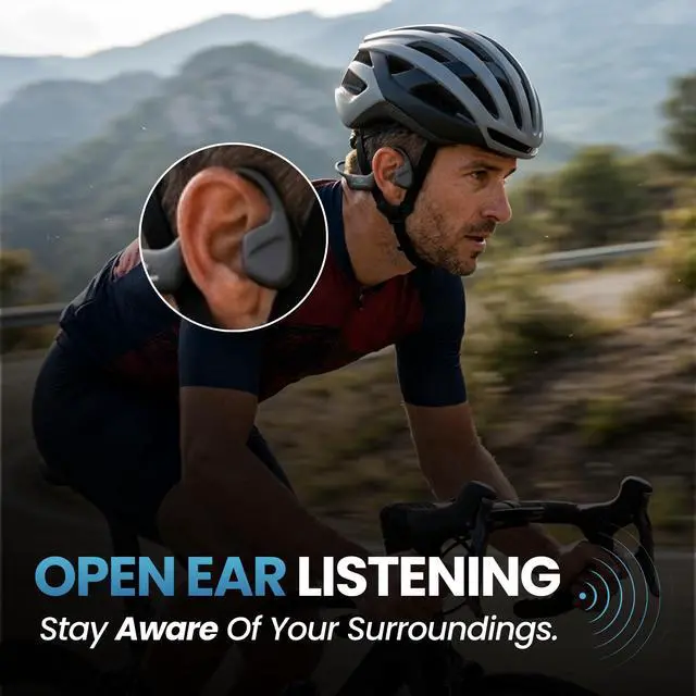 Alt view image 2 of 7 - Beat Bone Conduction Headphones - Bluetooth Wireless Open-Ear Design for Ambient Awareness, Built-in 32GB MP3 Storage, IPX8 Waterproof, Ultra-Lightweight 30g, Flexible Neckband
