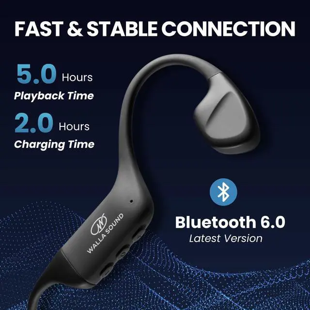 Alt view image 3 of 7 - Beat Bone Conduction Headphones - Bluetooth Wireless Open-Ear Design for Ambient Awareness, Built-in 32GB MP3 Storage, IPX8 Waterproof, Ultra-Lightweight 30g, Flexible Neckband
