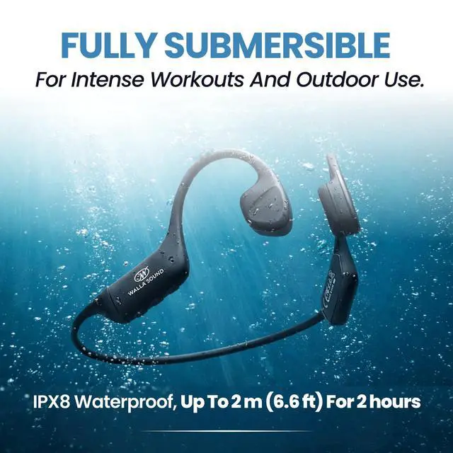 Alt view image 4 of 7 - Beat Bone Conduction Headphones - Bluetooth Wireless Open-Ear Design for Ambient Awareness, Built-in 32GB MP3 Storage, IPX8 Waterproof, Ultra-Lightweight 30g, Flexible Neckband