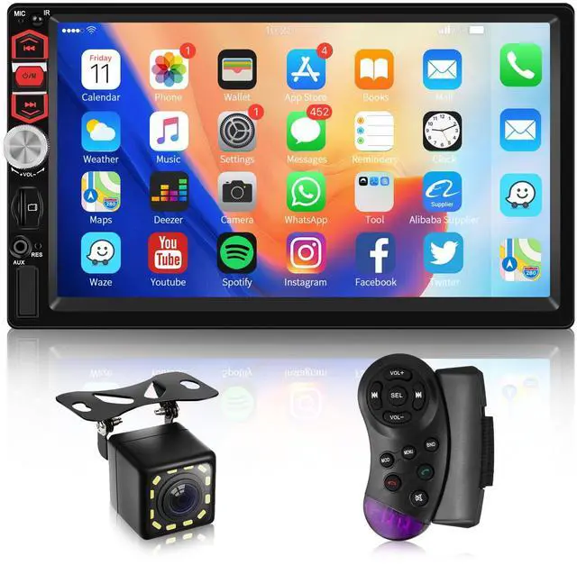 Main image of 7-Inch Double Din Touch Screen Car Stereo with Bluetooth, FM Radio, Car MP5 Player with Mirror Link, AUX/USB, Rear View Camera, Steering Wheel Control and Color Backlight
