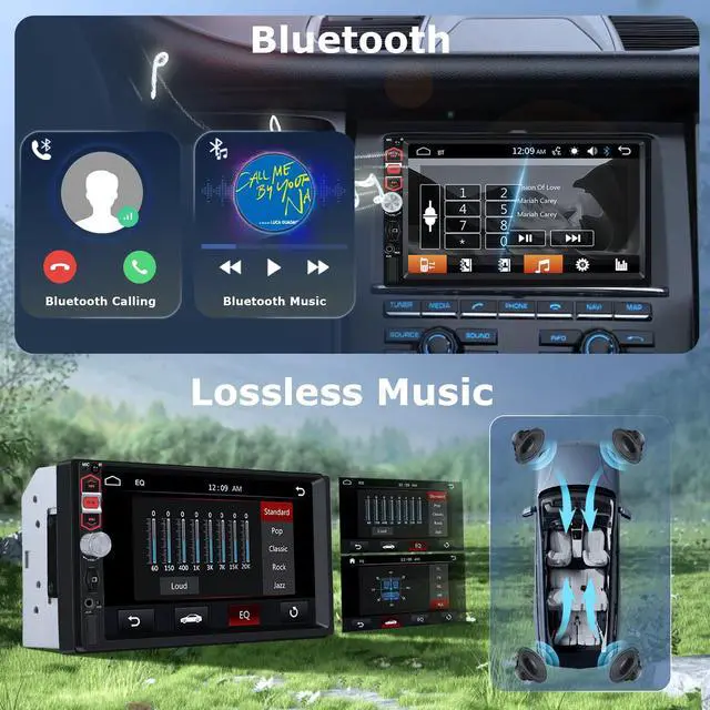 Alt view image 3 of 7 - 7-Inch Double Din Touch Screen Car Stereo with Bluetooth, FM Radio, Car MP5 Player with Mirror Link, AUX/USB, Rear View Camera, Steering Wheel Control and Color Backlight