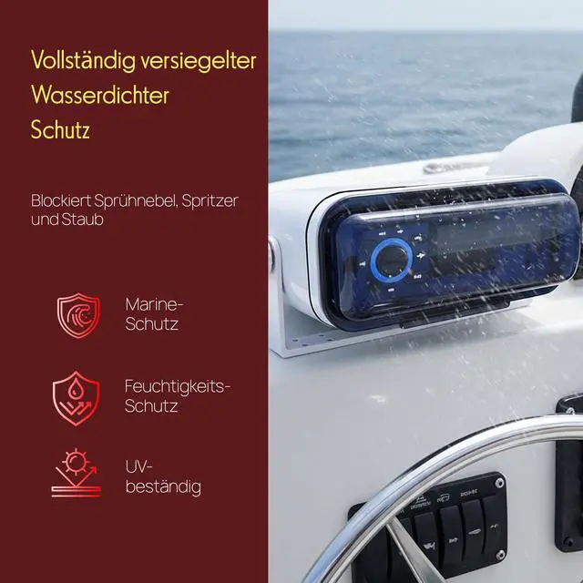 Alt view image 2 of 7 - Durable Universal Marine Stereo Cover - Water Resistant Boat Radio Protector Shield with Flip-up Door & Neoprene Gasket - Compatible with Dual Shaft & DIN Style Stereos - PLMRCW3