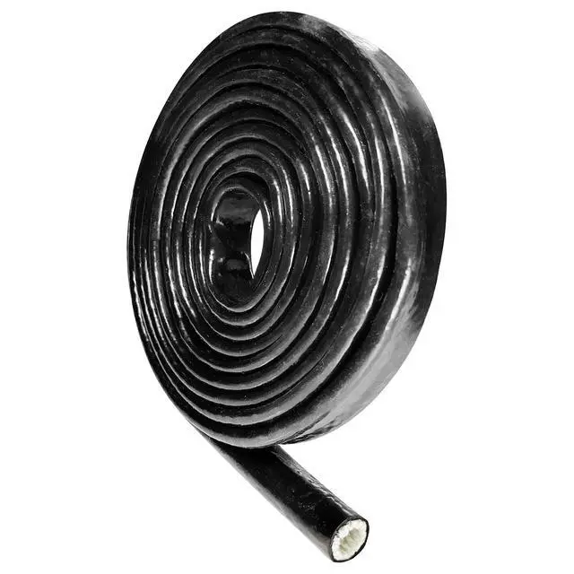 Main image of 1/2 ID Heat Shielded Fire Thermo Armor Fire Sleeve Silicone Coated Fiberglass for Hose Lines & Electrical Wiring Black, 3 feet