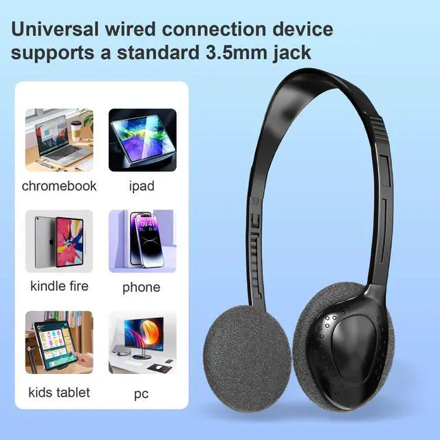 Alt view image 6 of 7 - 30 Pack Headphones for Kids Students School Classroom | Adjustable, 3.5mm Jack, Black, Bulk Earphones, For Library Children Adults