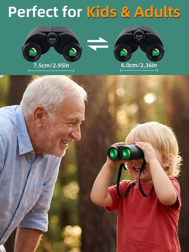 Alt view image 5 of 7 - Binoculars for Adults and Kids, 20x25 Compact High Power Binoculars with Low Light Vision for Bird Watching, Large Eyepiece Waterproof Outdoor Hunting, Travel, Sightseeing