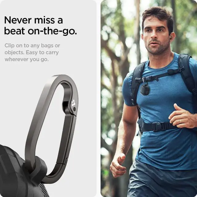 Alt view image 5 of 6 - Lock Fit for Galaxy Buds Core, Buds FE, Buds 2 Pro & Buds Live | Secure Locking Clip, TPU & PC Dual-Layer, Drop Protection, Included Carabiner - Matte Black