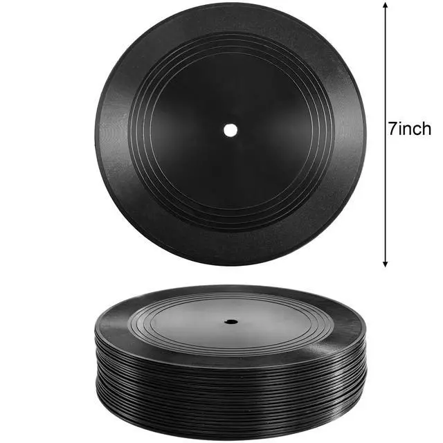 Alt view image 2 of 7 - 24 Pack Blank Vinyl Records, 7 Inch Black Vinyl Records Vintage Fake Records Albums Records, Plain Vinyls Record Retro Decor for Home Party Studio Wall Aesthetic Graffiti