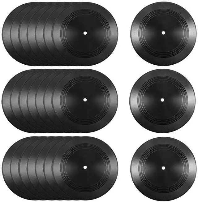 Main image of 24 Pack Blank Vinyl Records, 7 Inch Black Vinyl Records Vintage Fake Records Albums Records, Plain Vinyls Record Retro Decor for Home Party Studio Wall Aesthetic Graffiti