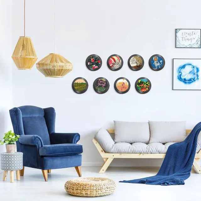 Alt view image 7 of 7 - 24 Pack Blank Vinyl Records, 7 Inch Black Vinyl Records Vintage Fake Records Albums Records, Plain Vinyls Record Retro Decor for Home Party Studio Wall Aesthetic Graffiti