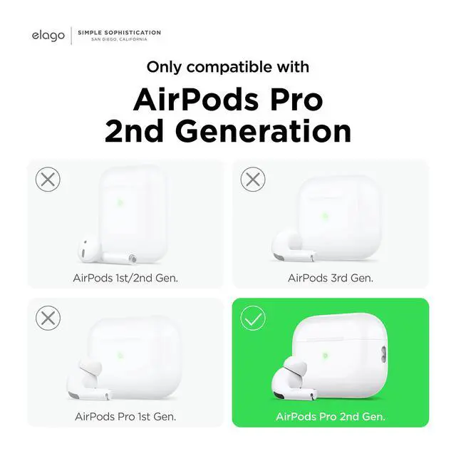 Alt view image 2 of 7 - Pager Case for AirPods Pro 2 | Chain Strap Included, Shock Resistant, Full Protection, for Men (Black)