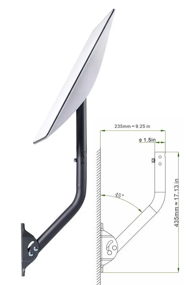Alt view image 2 of 7 - Universal Antenna Mounting Pole 1.5" Dia x 17" L, Heavy Duty J Mount for Starlink, Weather Station & All Types of Antennas, Adjustable Pivot Lock Bracket for Wall, Eave & Roof
