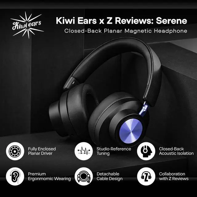 Alt view image 2 of 7 - Kiwi Ears x Z Reviews: Serene Planar Magnetic Driver Headphones | Over-Ear for Gaming, Fully Closed-Back, Passive Noise Cancelling, with Detachable Cable for DJ, Gamer, Musician