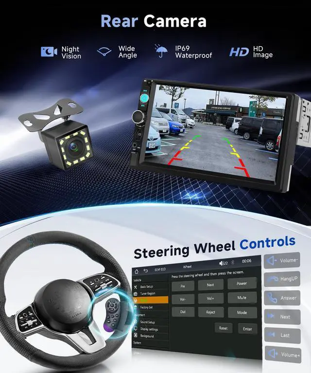 Alt view image 5 of 7 - Single Din Car Stereo with Wireless Carplay Android Auto You-Tube, 7" IPS Touch Screen Car Radio 1 Din with Backup Camera Car Audio Receiver Support Mirror Link Bluetooth FM USB EQ SWC