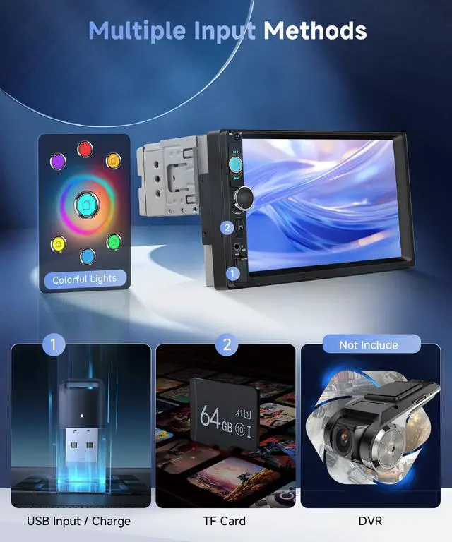 Alt view image 6 of 7 - Single Din Car Stereo with Wireless Carplay Android Auto You-Tube, 7" IPS Touch Screen Car Radio 1 Din with Backup Camera Car Audio Receiver Support Mirror Link Bluetooth FM USB EQ SWC