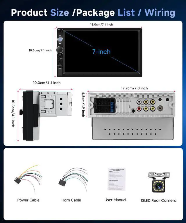 Alt view image 7 of 7 - Single Din Car Stereo with Wireless Carplay Android Auto You-Tube, 7" IPS Touch Screen Car Radio 1 Din with Backup Camera Car Audio Receiver Support Mirror Link Bluetooth FM USB EQ SWC