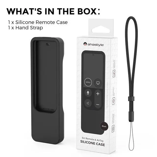 Alt view image 7 of 7 - Protective Case for Apple TV 4K Siri Remote 3rd & 2nd Gen | with AirTag Holder, Magnet Technology, Lanyard Included, Great Grip, Heavy Shock Absorption, Drop Protection