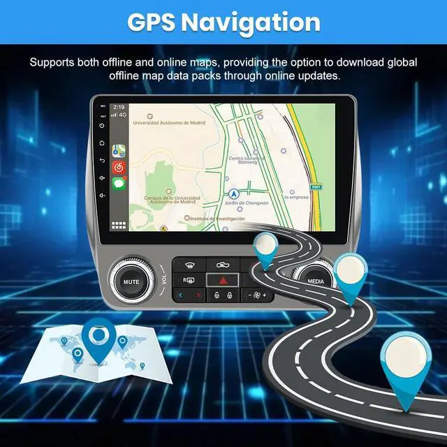 Alt view image 5 of 7 - Android Car Stereo for Chevrolet Chevy Camaro 2010-2015 | 9" Touch Screen Radio Upgarde WiFi Bluetooth Online GPS Navigation CarPlay Android Auto, 2GB+64GB