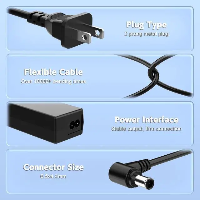 Alt view image 3 of 6 - 14V 3A 42W Monitor Power Adapter for Samsung 15-32 inch Displays | 6.5x4.4mm Right-Angle Tip, 106-Inch Long Cable, Compatible C32F391FWNXZA, Replaces AD-3014 BN44-00394K