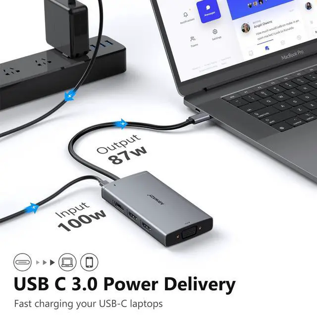 Alt view image 7 of 7 - USB C Docking Station Dual Monitor Computer Multiple Monitor Hub Adapter | Laptop Docking Station to Dual 4K HDMI,DisplayPort,VGA, 00W PD,3 USB for HP Dell Lenovo Thinkpad Surface Windows Laptops