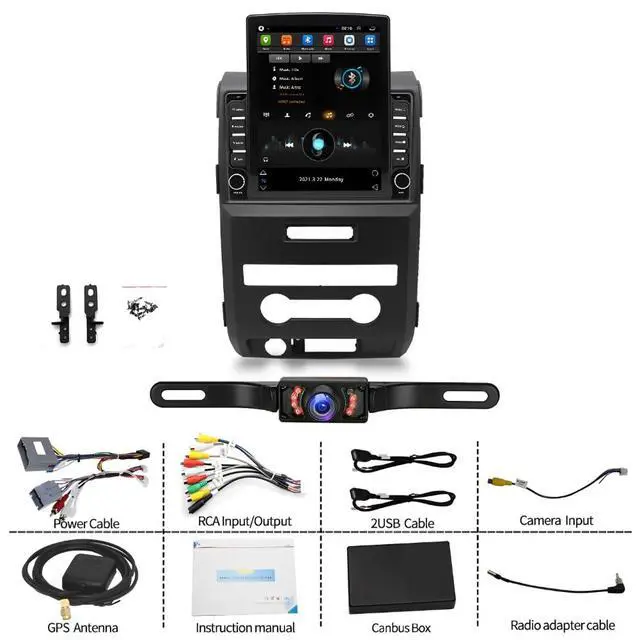 Alt view image 7 of 7 - 2G+32G Android Car Stereo for Ford F150 F-150 2009-2014 with Wireless Carplay Android Auto, 9.7 Inch Touch Screen Double Din Car Radio w/GPS Bluetooth WiFi FM RDS SWC Rear View Camera Mirror Link