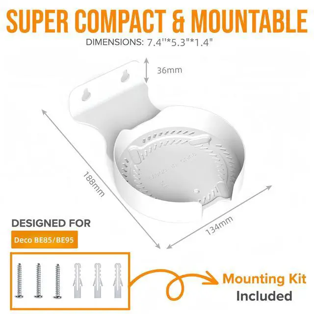Alt view image 2 of 7 - Wall Mount for TP-Link Deco BE75/BE85/BE95/BE17000/BE22000/BE33000 Whole Home Mesh WiFi 7, Upgrade Stable Saving Space Aluminum Alloy Wall Hanging Bracket Holder (1Pack,White)