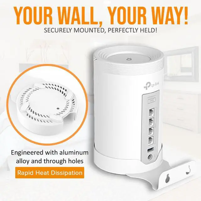 Alt view image 4 of 7 - Wall Mount for TP-Link Deco BE75/BE85/BE95/BE17000/BE22000/BE33000 Whole Home Mesh WiFi 7, Upgrade Stable Saving Space Aluminum Alloy Wall Hanging Bracket Holder (1Pack,White)