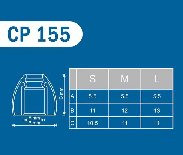 Alt view image 2 of 4 - CP155 for Wide and Long IEM Nozzle - M - Patented Silicone Eartips for Replacement (2 Pairs) (for Nozzle Diameter from 6-7mm)