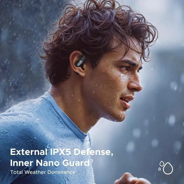 Alt view image 6 of 7 - FitBuds Open Ear Hook-on Wireless Earbuds Headphones Bluetooth 6.0 | 4-Mic Noise Canceling, Spatial Audio, 28H Playtime, IPX5 Waterproof For Running Sports, Dual Connection, Titanium Wire
