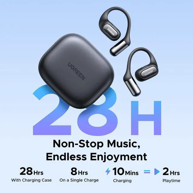 Alt view image 4 of 7 - FitBuds Open Ear Hook-on Wireless Earbuds Headphones Bluetooth 6.0 | 4-Mic Noise Canceling, Spatial Audio, 28H Playtime, IPX5 Waterproof For Running Sports, Dual Connection, Titanium Wire