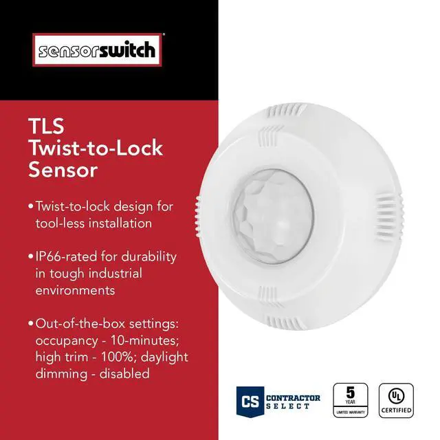 Alt view image 2 of 7 - Twist-to-Lock Motion Sensor, Easy to Install Daylight and Motion Detector for Lithonia Lighting Compact Pro Family Luminaires, Photocell and PIR Detection IP66 Rated, White (TLS WH)