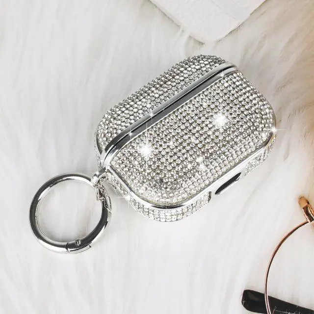 Alt view image 6 of 6 - for AirPods 4 Case Glitter Bling Rhinestone Diamond Bedazzled Shiny Sparkle Cute for AirPods 4 Cover for Girls Women Wireless Charging Luxury Chrome Skin for Apple AirPods 4 Silver