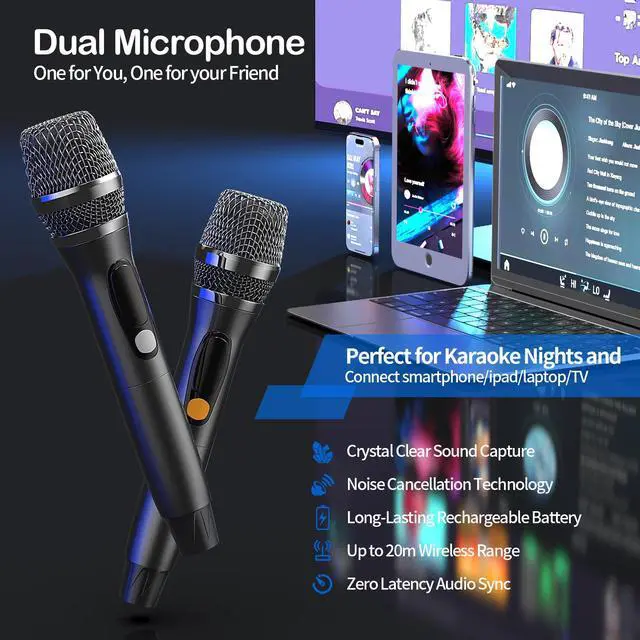 Alt view image 5 of 7 - Portable Bluetooth Speaker with 2 Wireless Mics | 70W Peak Deep Bass Birchwood Cabinet | Bluetooth PA System for Outdoor Camping, Backyard| Dynamic LED Lights USB/AUX/OTG Rechargeable Battery (White)