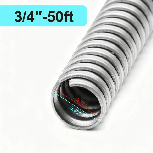 Alt view image 5 of 7 - 3/4 Inch x 50 Ft Flexible Reduced Wall Electrical Conduit, Galvanized Steel Metal Flexible Conduit for Electrical Wiring, Outdoor Cable Management and Greenfield Application