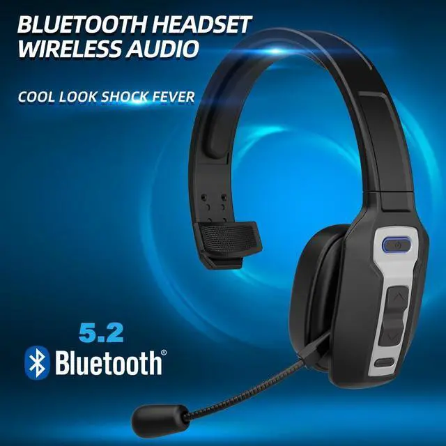 Alt view image 3 of 7 - Bluetooth Headset with Microphone,Noise Cancelling with Mute Button, Very Strong Wireless Range, All-Day Comfort On Ear Headphones 60 Hrs Working time for Trucker/Work/PC/Call Center/Meeting/Office