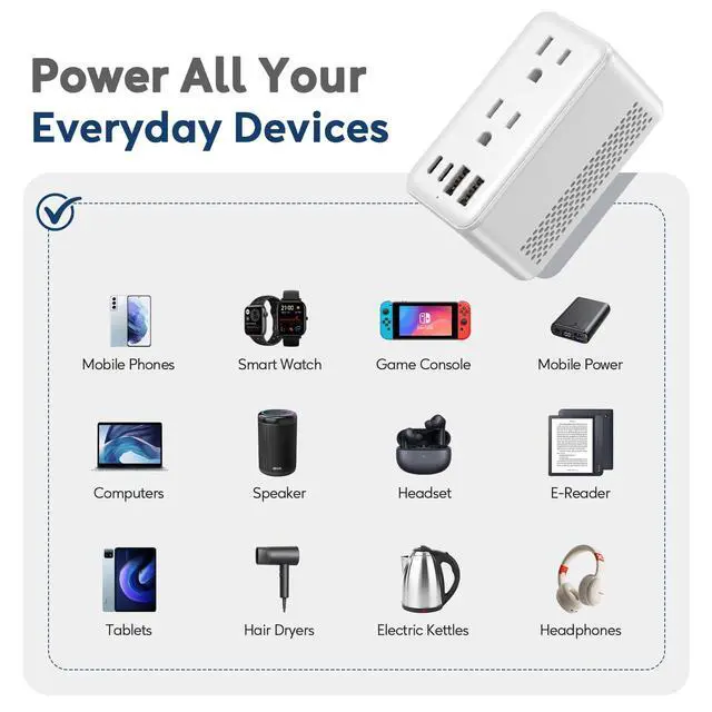 Alt view image 6 of 7 - 2500W International Travel Voltage Converter 220V to 110V for Hair Dryer | 4 Type C/G/A/I Plugs for 150+ Countries, Ideal for Europe, UK, Australia, Vacations, Business Trips and Study Abroad