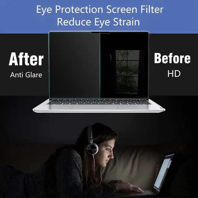 Alt view image 5 of 7 - 2 Pack 16 inch Screen Protector for Lenovo Yoga 7i 16, Anti Blue Light Screen Protector for Lenovo Yoga 7i 16 2-in-1 Laptop, Blocking Blue Light and Anti Glare Shield-(Covering only the display area)