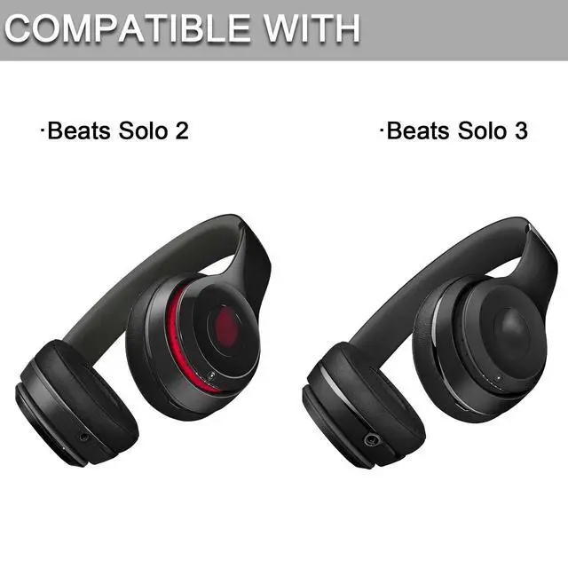 Alt view image 3 of 6 - Replacement Ear Pads for Beats Solo 2 & Solo 3 Wireless On-Ear Headphones, Replacement EarPads Cushions Headphones Covers with Memory Noise Isolation Foam Softer Leather-Grey