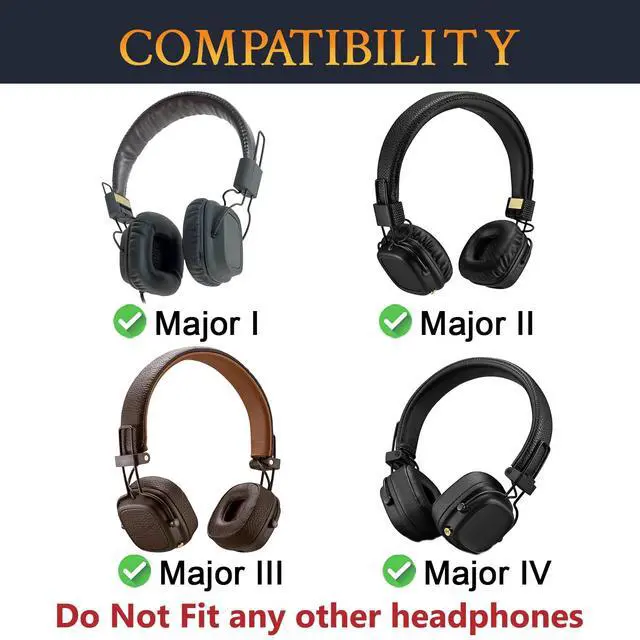 Alt view image 2 of 7 - Earpads for Marshall Major I/II/III/IV (1/2/3/4) - Black | Do Not Fit Major V Headphones