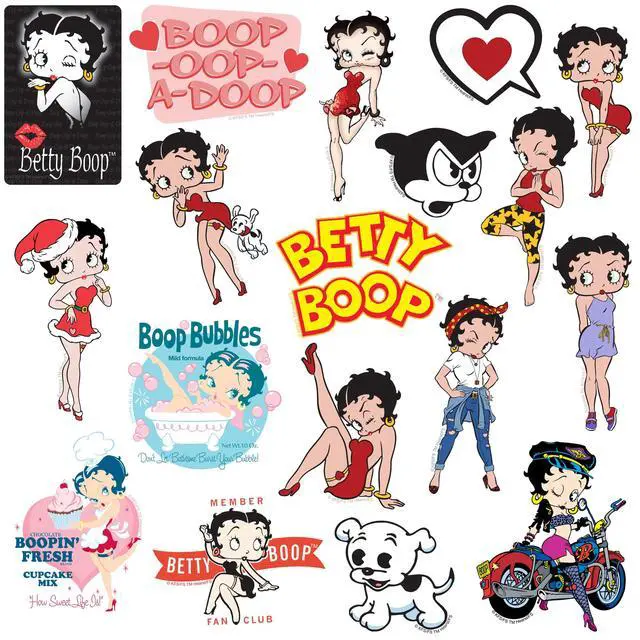 Alt view image 3 of 6 - Betty Boop 50 Vinyl Stickers Waterproof Die-Cut Decals Laptop Water Bottle