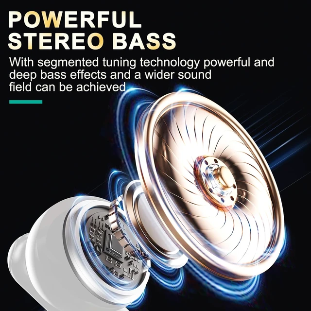 Alt view image 2 of 7 - Active Noise Cancelling Bluetooth 5.4 Earbuds.Deep Bass Stereo Sound.White Wireless Earphones in Ear. 4Mic ENC AI Clear Calls. With Low-latency For Phone&TV.IPX5 Waterproof Headphones.40H Playtime