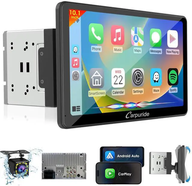 Main image of 10.1" Double Din Car Stereo with CarPlay & Android Auto Car Radio | HD Floating Touchscreen Car Audio Receivers with Bluetooth, EQ Subwoofer, Mirror Link, SWC, Backup Camera,AUX, AM/FM Radio