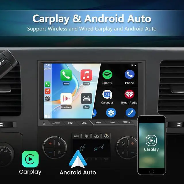 Alt view image 3 of 7 - Car Radio Stereo for Chevy Silverado GMC Sierra Yukon 2007-2013 CarPlay | for Chevy Silverado GMC Sierra Yukon 2007-2013 Head Unit Radio CarPlay Android Auto GPS Bluetooth with Backup Camera