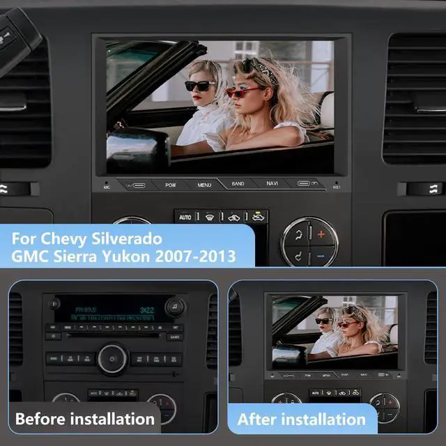 Alt view image 2 of 7 - Car Radio Stereo for Chevy Silverado GMC Sierra Yukon 2007-2013 CarPlay | for Chevy Silverado GMC Sierra Yukon 2007-2013 Head Unit Radio CarPlay Android Auto GPS Bluetooth with Backup Camera