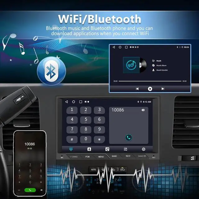 Alt view image 6 of 7 - Car Radio Stereo for Chevy Silverado GMC Sierra Yukon 2007-2013 CarPlay | for Chevy Silverado GMC Sierra Yukon 2007-2013 Head Unit Radio CarPlay Android Auto GPS Bluetooth with Backup Camera