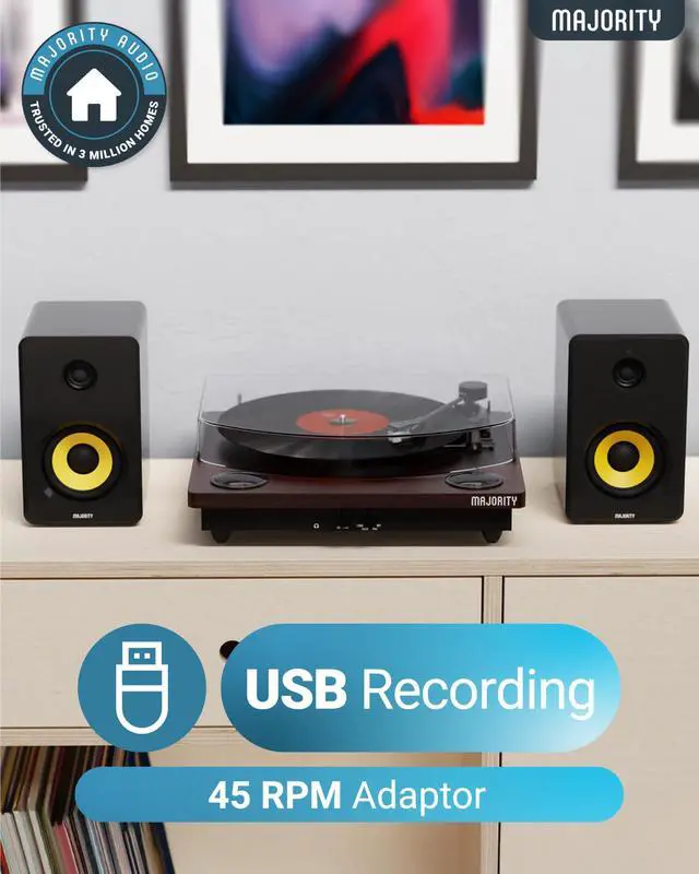 Alt view image 6 of 7 - Vinyl Record Player with Bluetooth 5.3 in & Out | Record Player with Speakers & USB Recording | Bluetooth Record Player with AUX Input & RCA Output | Slipmat Included | Moto Turntable