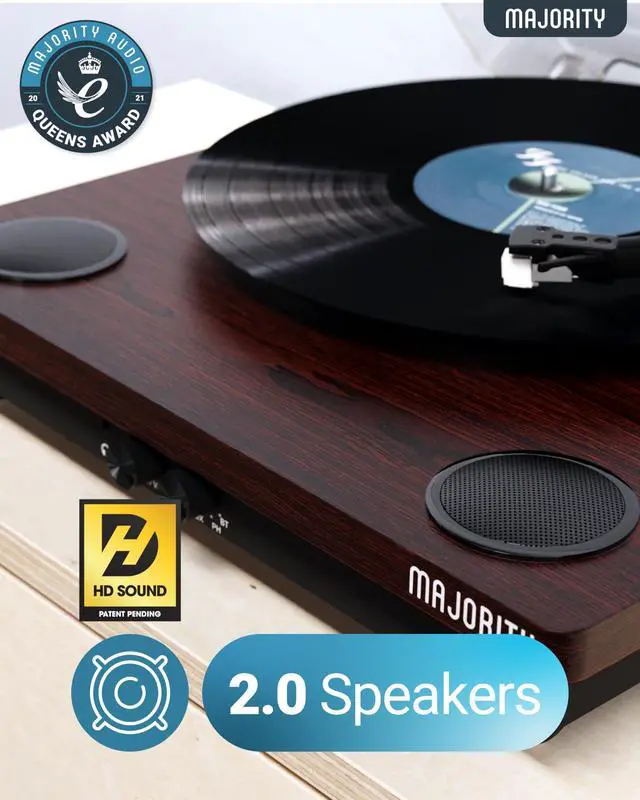 Alt view image 5 of 7 - Vinyl Record Player with Bluetooth 5.3 in & Out | Record Player with Speakers & USB Recording | Bluetooth Record Player with AUX Input & RCA Output | Slipmat Included | Moto Turntable
