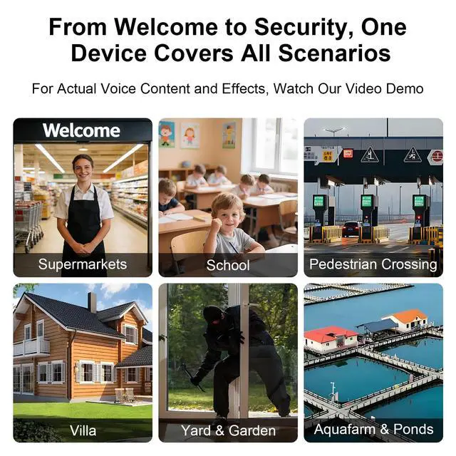 Alt view image 7 of 7 - Solar Motion Sensor Alarm Outdoor Infrared Sound & Light Alarm, 100 dB Siren Sound Alert 14 Sounds, Red Flashing Warning Strobe Security Light for Outdoor/Indoor Villa Yard Barn Farm Garden